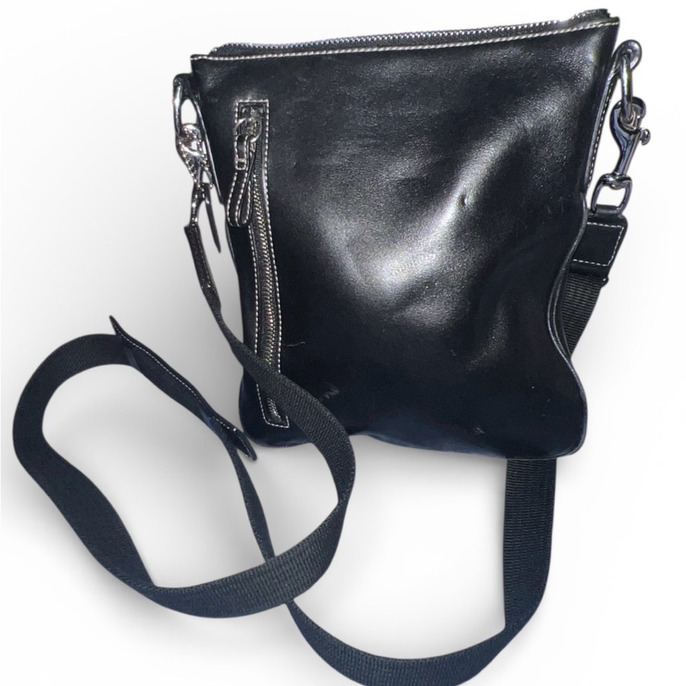 Y2K Vintage Coach Hamilton Luxury Designer Black Leather Messenger Bag - Picture 3 of 7
